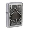 Zippo Ace Of Spades Emblem 49637-000002, Brushed Chrome, Feuerzeug