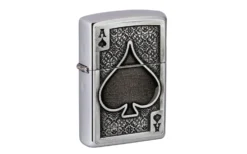 Zippo Ace Of Spades Emblem 49637-000002, Brushed Chrome, Feuerzeug